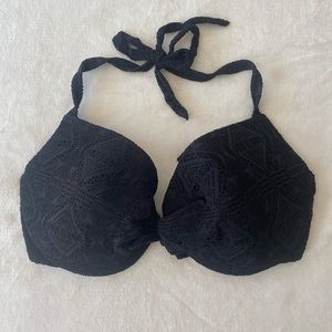 H&M Black Lace Detail Bikini Top Size 36E